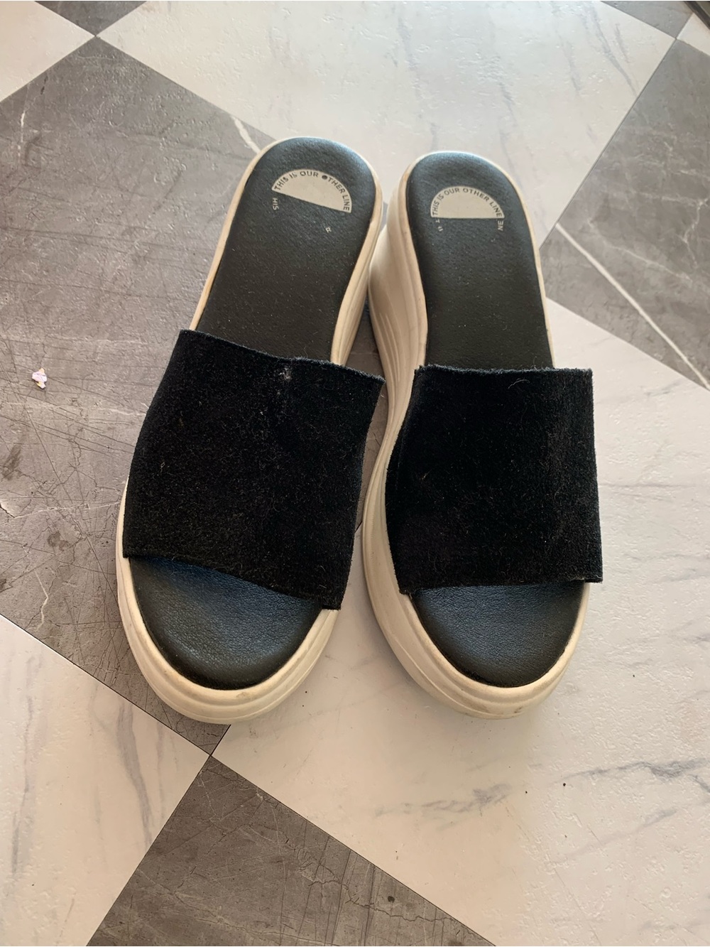 Women’s Black Slide Sandals with Platform Sole